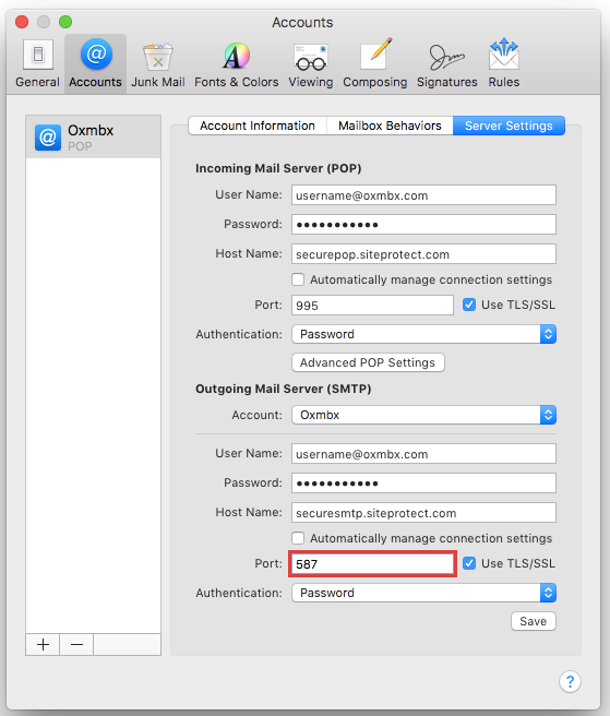 mail configuration for gmail mac